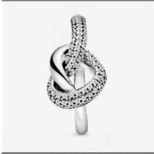 Pandora Knotted Heart Ring Sterling Silver 925 Sparkly Bling Size 7